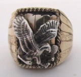 S RAY EAGLE RING GOLD ON STERLING SILVER SIZE 11.5