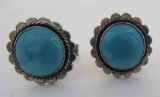 BELL TURQUOISE CUFFLINKS STERLING SILVER LINKS