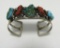 OLD PAWN STERLING TURQUOISE RED CORAL BRACELET