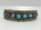 SIGNED RMJ RED CORAL TURQUOISE STERLING BRACELET