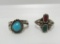 PAIR NATIVE AMERICAN RED CORAL TURQUOISE RING LOT
