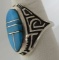 TURQUOISE INLAY RING STERLING SILVER SIZE 8