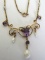 AMETHYST NATURAL PEARL NECKLACE 14K GOLD ANTIQUE