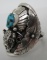 WOOD TURQUOISE BUFFALO RING STERLING SILVER SZ11.5