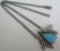 OLD PAWN TURQUOISE NECKLACE STERLING SILVER HLMK