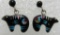 INLAY TURQUOISE BEAR EARRINGS STERLING SILVER