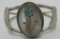 ZUNI TURQUOISE INLAY CUFF BRACELET STERLING SILVER