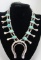TURQUOISE SQUASH BLOSSOM NECKLACE STERLING SILVER