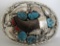 THOMAS BEAR CLAW BELT BUCKLE TURQUOISE STERLING