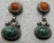 TURQUOISE EARRINGS STERLING SILVER SPINY OYS SHELL