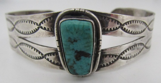 EDSITTY TURQUOISE CUFF BRACELET STERLING SILVER