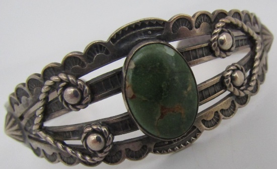 FRED HARVEY ERA TURQUOISE CUFF BRACELET STERLING
