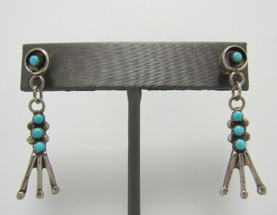 SIGNED MZR SNAKE EYE PETIT POINT STERLING EARRINGS
