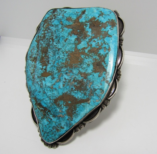 MONUMENTAL CEREMONIAL STERLING TURQUOISE BRACELET