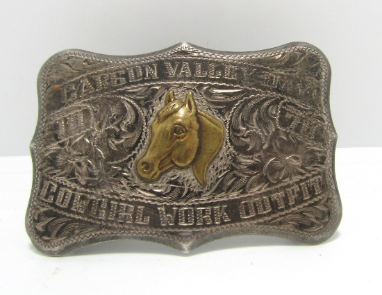 1970 CARSON DAY "COWGIRL WORK" STERLING BUCKLE