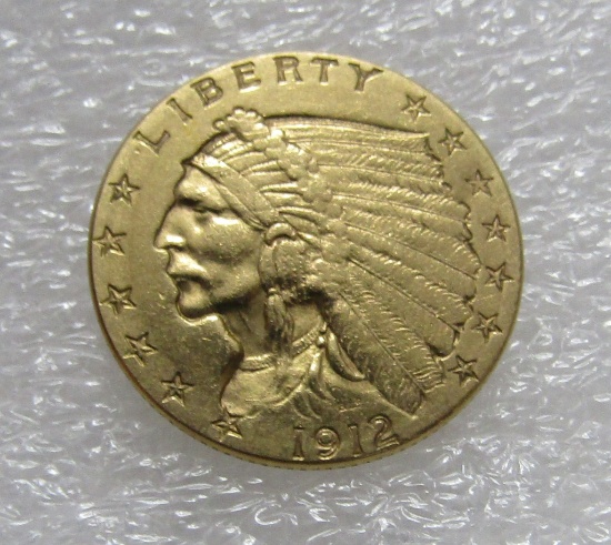 1912  GOLD 2 1/2 DOLLAR QUARTER EAGLE INDIAN COIN