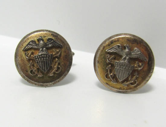 WWII USN US NAVY STERLING CUFFLINKS PATENT DATE
