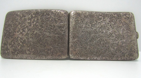 VICTORIAN ANTIQUE SCROLL 950 SILVER CIGARETTE CASE