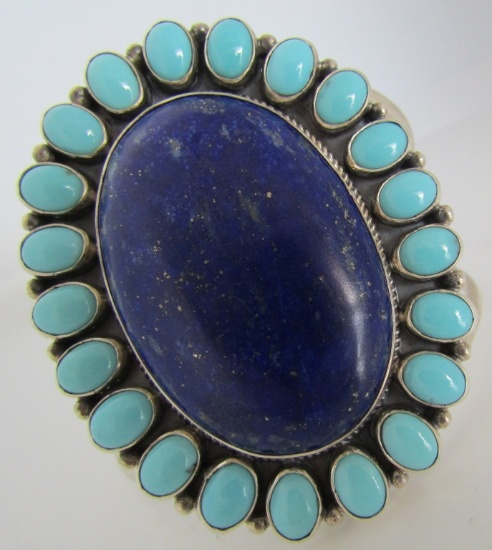 ABEITA LAPIS TURQUOISE CUFF BRACELET STERLING