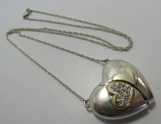 LENOX HEART LOCKET GOLD N STERLING SILVER NECKLACE