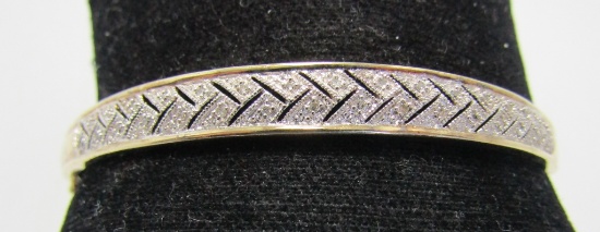 32 DIAMOND BANGLE BRACELET GOLD N STERLING SILVER