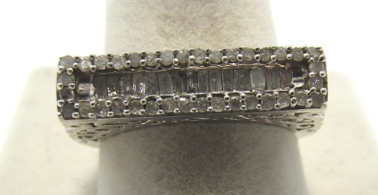 50 DIAMOND FILIGREE RING STERLING SILVER