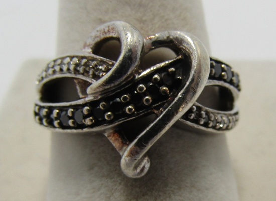 JWBR BLACK & WHITE DIAMOND RING STERLING SILVER