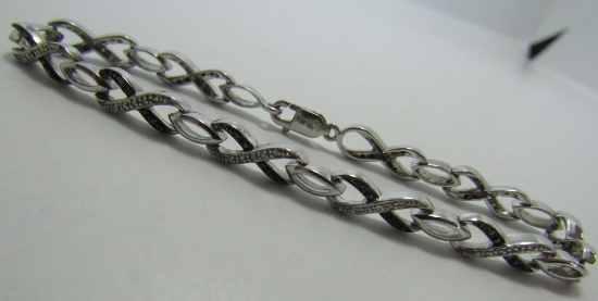 1CT BLACK & WHITE DIAMOND BRACELET STERLING SILVER