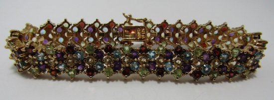 AMETHYST TOPAZ PERIDOT BRACELET STERLING SILVER