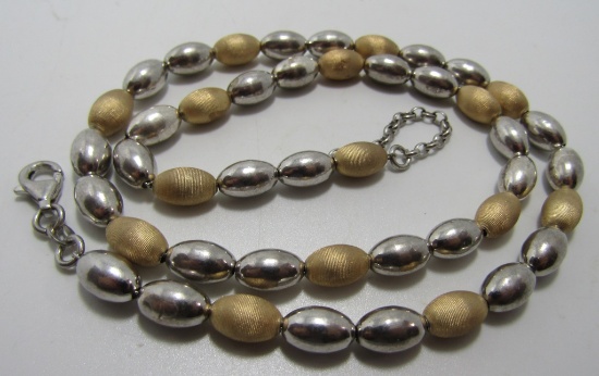 20"BEAD LINK CHAIN NECKLACE GOLD N STERLING SILVER