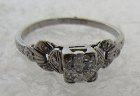 40PT DIAMOND PLATINUM RING ENGAGEMENT ANTIQUE