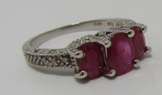 RUBY DIAMOND RING 10K GOLD FILIGREE SIZE 7