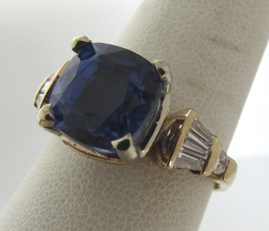 4.70 CARAT TANZANITE AND DIAMOND RING 14K GOLD