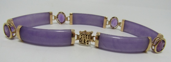 QCD LAVENDER JADE AMETHYST BRACELET 14K GOLD