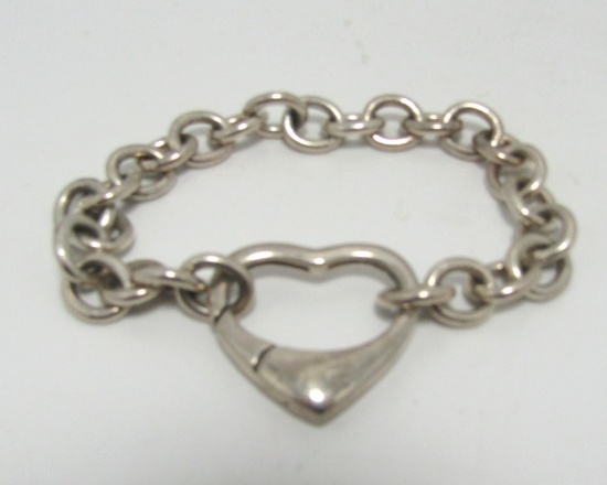 8" STERLING SILVER HEART CLASP CHAIN BRACELET 36G