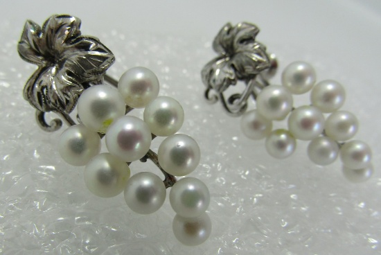 20 MIKIMOTO PEARL EARRINGS STERLING SILVER AKOYA