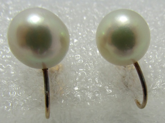 9MM PEARL EARRINGS 14K GOLD SCREWBACK