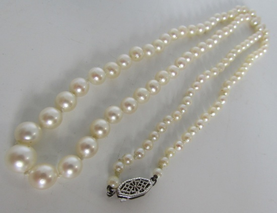 ANTIQUE PEARL NECKLACE 10K GOLD 20" GRADUATED