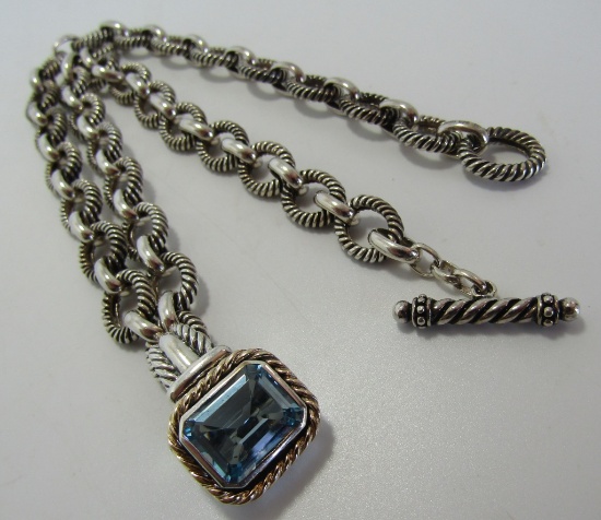 CNA TOPAZ 14K GOLD STERLING SILVER NECKLACE 56GR