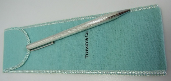 TIFFANY & CO PEN STERLING SILVER W POUCH BLUE INK