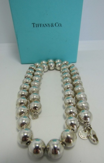 TIFFANY & CO 10M BEAD NECKLACE 18" STERLING SILVER