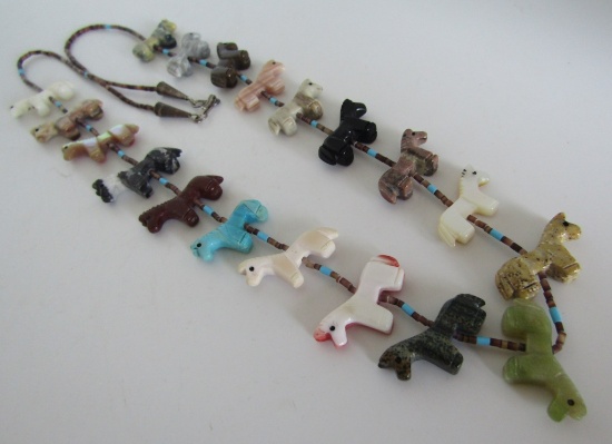 ZUNI FETISH HEISHI HORSE NECKLACE STERLING SILVER