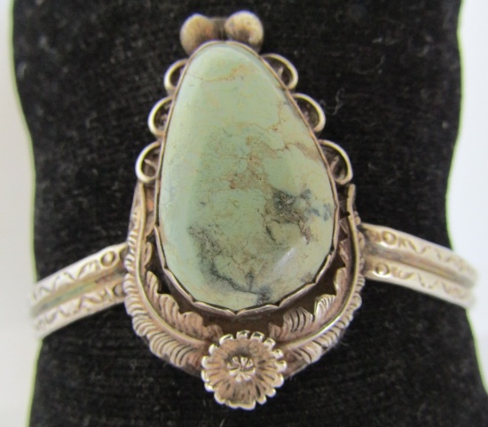 TURQUOISE CUFF BRACELET STERLING SILVER SQUASHBLOS
