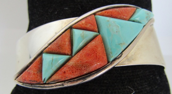 DESERT ROSE TURQUOISE CUFF BRACELET STERLING SILVE