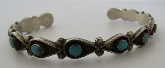 SNAKE EYE TURQUOISE CUFF BRACELET STERLING SILVER