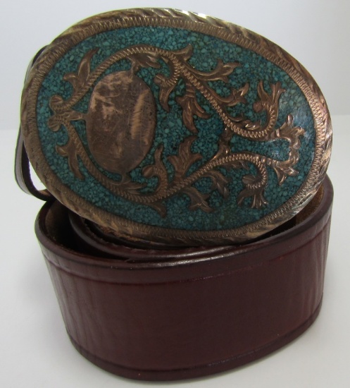 HUGE TURQUOISE BELT & BUCKLE STERLING SILVER