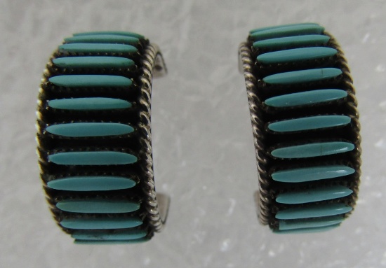 BERNARD PEINA TURQUOISE EARRINGS STERLING SILVER