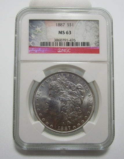 1887 MORGAN SILVER DOLLAR NGC MS63