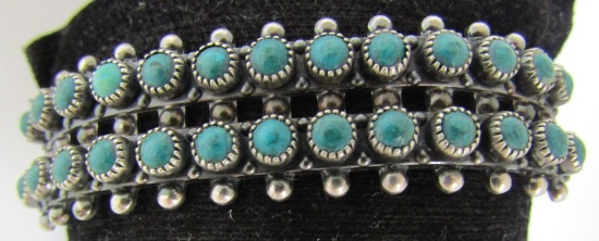 SNAKE EYE TURQUOISE CUFF BRACELET STERLING SILVER