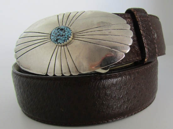 SPIDERWEB TURQUOISE BUCKLE STERLING SILVER & BELT